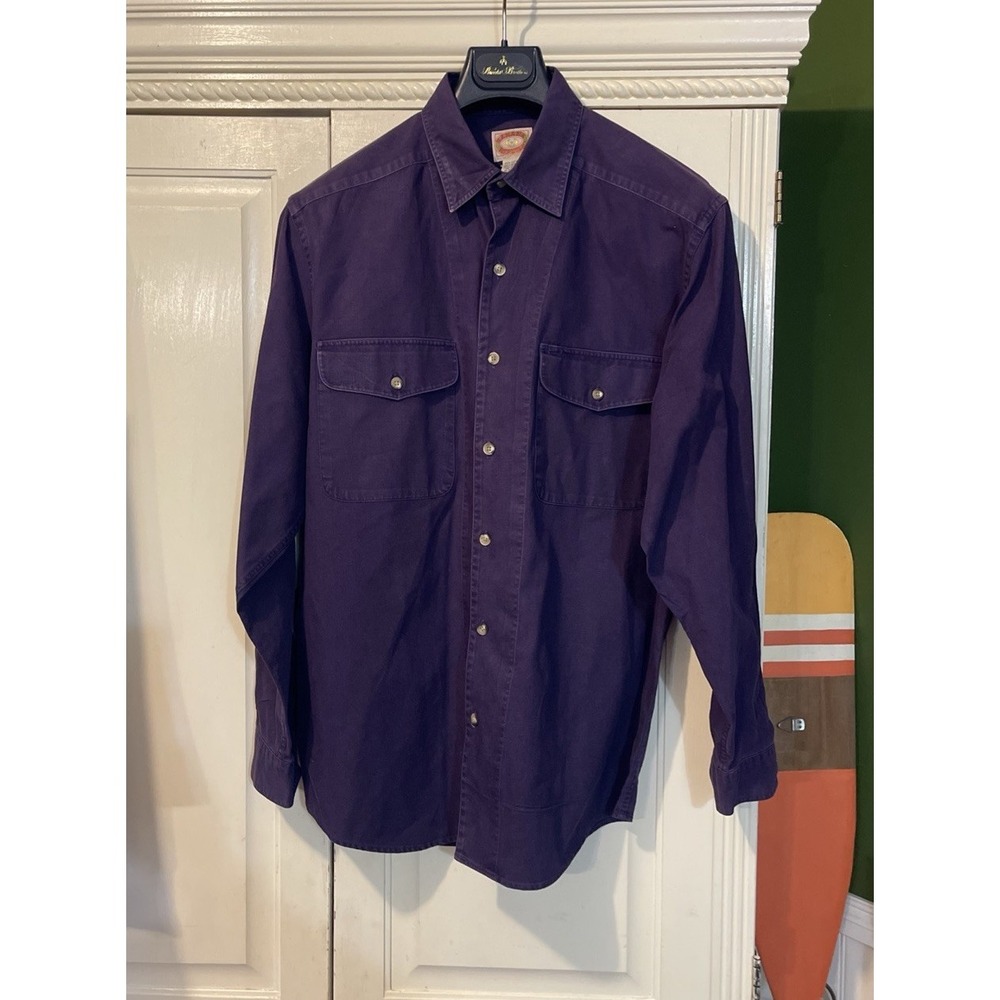 Vintage Banana Republic Button Up Shirt Men M Purple Pockets Long Sleeves